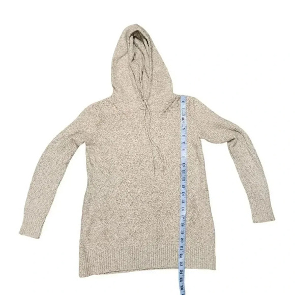 American Eagle Hooded Grey Boho Pullover Cable Knit Sweater Size XS - Picture 3 of 8